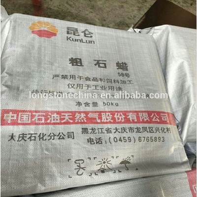 Crude kunlun Paraffin Wax 58-60Deg.C /Unrefined Paraffin Wax PetroChina Daqing Kunlun Brand/cheap candle wax